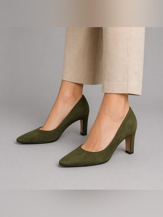 Manolo Blahnik Shoes - Manolo Blahnik Olive Green Suede Pointed-Toe Pumps Size IT41 US 10